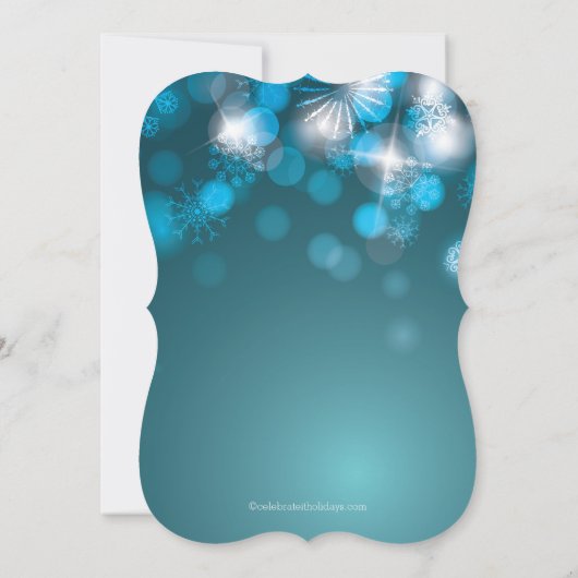 Blauer Schneeflocken & Bokeh Lights - Einladung (Rückseite)
