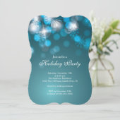 Blauer Schneeflocken & Bokeh Lights - Einladung (Stehend Vorderseite)