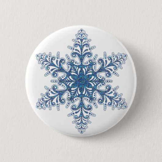 Blauer Schneeflocken Button (Vorderseite)