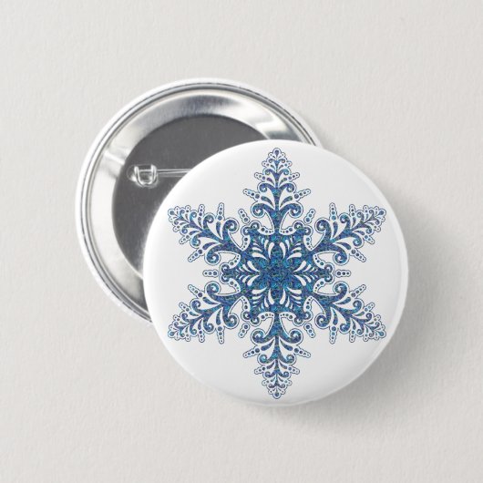 Blauer Schneeflocken Button (Vorne & Hinten)