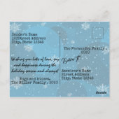 Blauer Schneeflocken Foto Weihnachten Postkarte (Rückseite)
