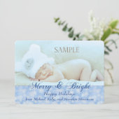 Blauer Schneeflocken Frohe und helle Vorlage Weihn (Stehend Vorderseite)