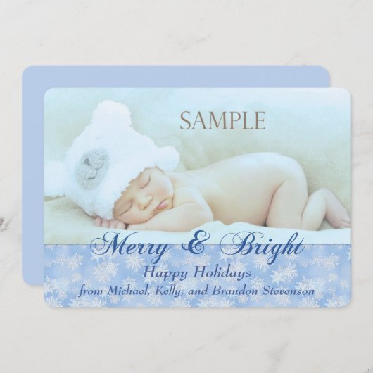 Blauer Schneeflocken Frohe und helle Vorlage Weihn (Vorne/Hinten)