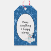 Blauer Schneeflocken mit Urlaubsattel Geschenkanhänger (Vorderseite)