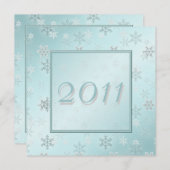 Blauer Schneeflocken Neujahr Party laden ein Einladung (Vorne/Hinten)