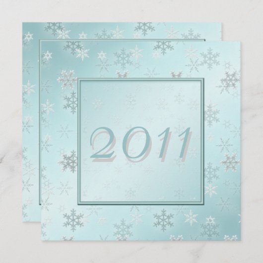 Blauer Schneeflocken Neujahr Party laden ein Einladung (Vorne/Hinten)