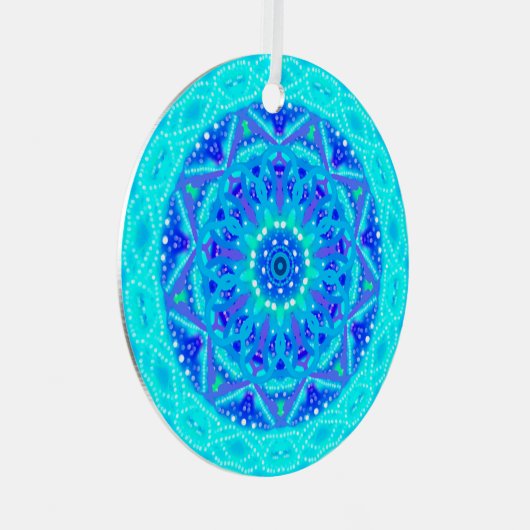 Blauer Schneeflocken Ornament Aus Metall (Vorderseite Rechts)