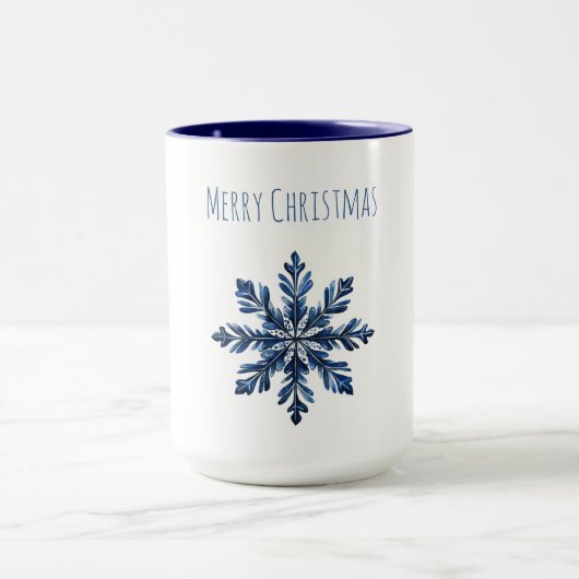 Blauer Schneeflocken Weihnachten Tasse (Zentrum)