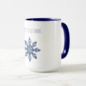 Blauer Schneeflocken Weihnachten Tasse (VorderseiteRechts)
