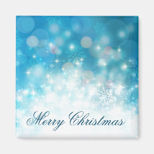 Blauer Schneeflocken Weihnachtsfest Magnet