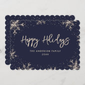 Blauer Schneeflocken Winter Feiertagskarte (Vorne/Hinten)