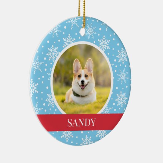 Blauer Schneeflockenhund Keramik Ornament (Rechts)