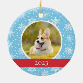 Blauer Schneeflockenhund Keramik Ornament (Hinten)