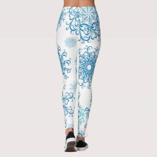 Blauer Schneeflockenmuster Leggings (Rückseite)
