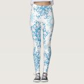 Blauer Schneeflockenmuster Leggings (Vorderseite)