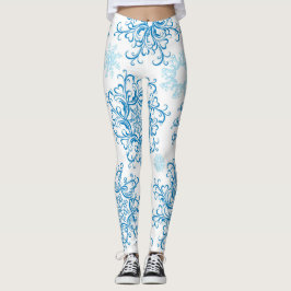 Blauer Schneeflockenmuster Leggings