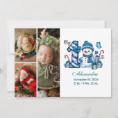 Blauer Schneemann 3 Foto Erstes Weihnachten (Vorderseite)