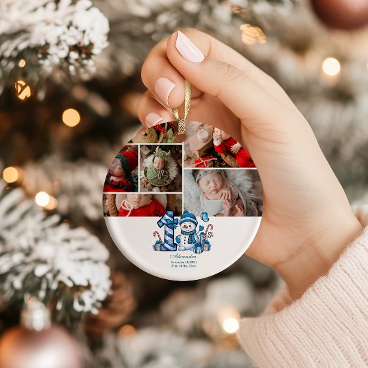 Blauer Schneemann Erstes Weihnachten Ornament
