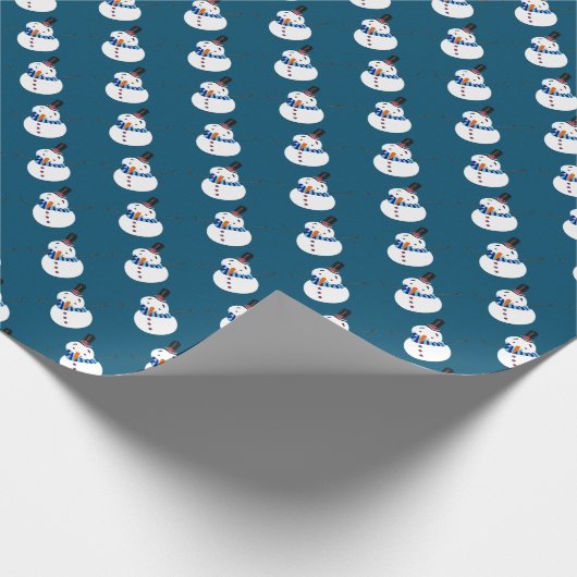 Blauer Schneemann, festlich Geschenkpapier (Ecke)