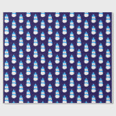 Blauer Schneemann im Schneegestöber Geschenkpapier (Flach)