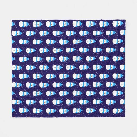 Blauer Schneemann in Flurry Fleecedecke (Vorderseite (Horizontal))