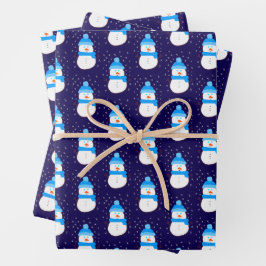 Blauer Schneemann in Flurry Geschenkpapier Set