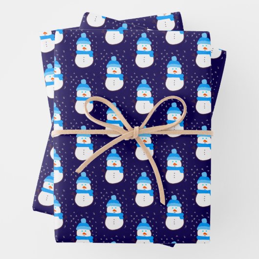 Blauer Schneemann in Flurry Geschenkpapier Set (Beispiel)