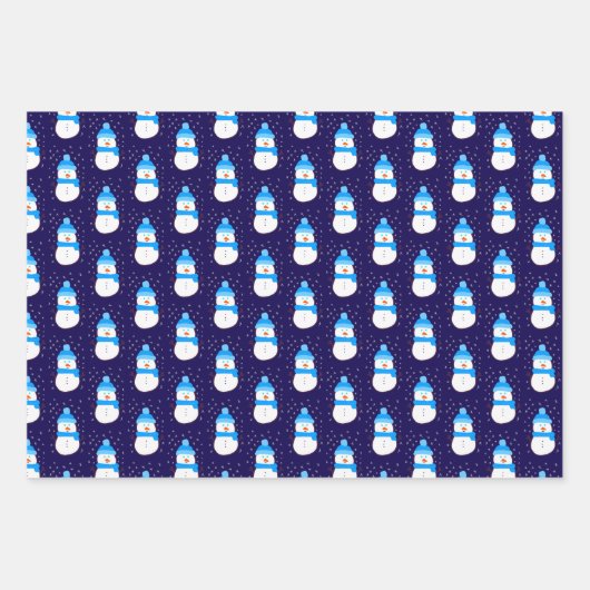 Blauer Schneemann in Flurry Geschenkpapier Set (Vorderseite)