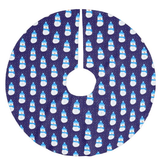 Blauer Schneemann in Flurry Polyester Weihnachtsbaumdecke (Vorderseite)