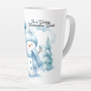 Blauer Schneemann Marshmallow Welt Milchtasse