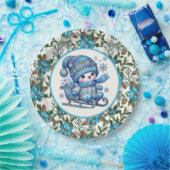 Blauer Schneemann Pappteller (Party)
