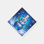 Blauer Schneemann-Schneeflocken-Feiertagsserviette Serviette (Ecke)