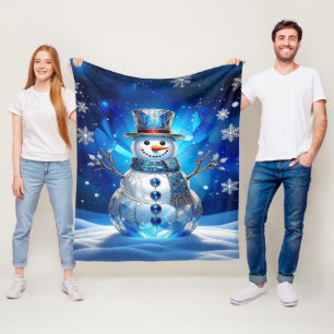 Blauer Schneemann-Schneeflocken-Flanelldecke Fleecedecke