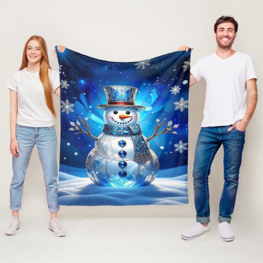 Blauer Schneemann-Schneeflocken-Flanelldecke Fleecedecke (Beispiel)