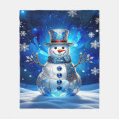 Blauer Schneemann-Schneeflocken-Flanelldecke Fleecedecke (Vorderseite)