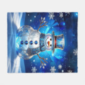 Blauer Schneemann-Schneeflocken-Flanelldecke Fleecedecke (Vorderseite (Horizontal))