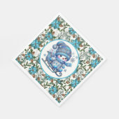 Blauer Schneemann Serviette (Ecke)