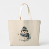 Blauer Schneemann Weihnachten Jumbo Stoffbeutel (Rückseite)