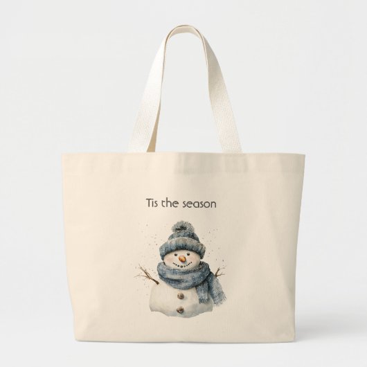 Blauer Schneemann Weihnachten Jumbo Stoffbeutel (Vorne)