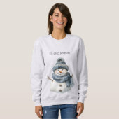Blauer Schneemann Weihnachten Sweatshirt (Vorne ganz)