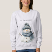 Blauer Schneemann Weihnachten Sweatshirt (Vorderseite)