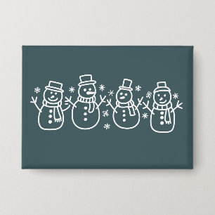 Blauer Schneemann Weihnachten Winter Fest Xmas Button