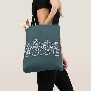 Blauer Schneemann Weihnachten Winter Fest Xmas Tasche