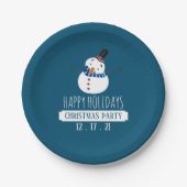 Blauer Schneemann, Weihnachts-Party Pappteller (Vorderseite)