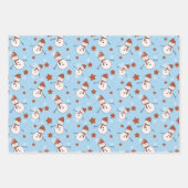 Blauer Schneemann Weihnachtspapier Geschenkpapier Set (Vorderseite 2)