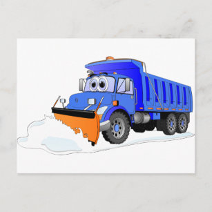 Blauer Schneepflug Cartoon Dump Truck Postkarte
