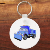 Blauer Schneepflug-Cartoon Schlüsselanhänger (Vorderseite)