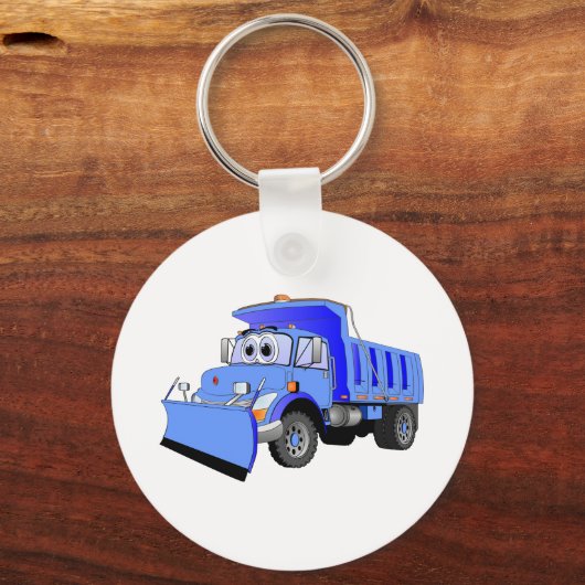 Blauer Schneepflug-Cartoon Schlüsselanhänger (Vorderseite)