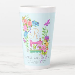 Blauer Schnitt der Ribbon Floral Milchtasse