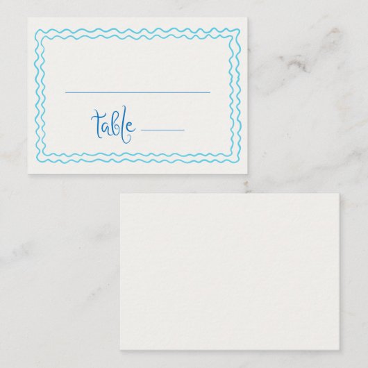 Blauer Schnürrahmen mit weißer Hand Platzkarte (Vorne/Hinten)